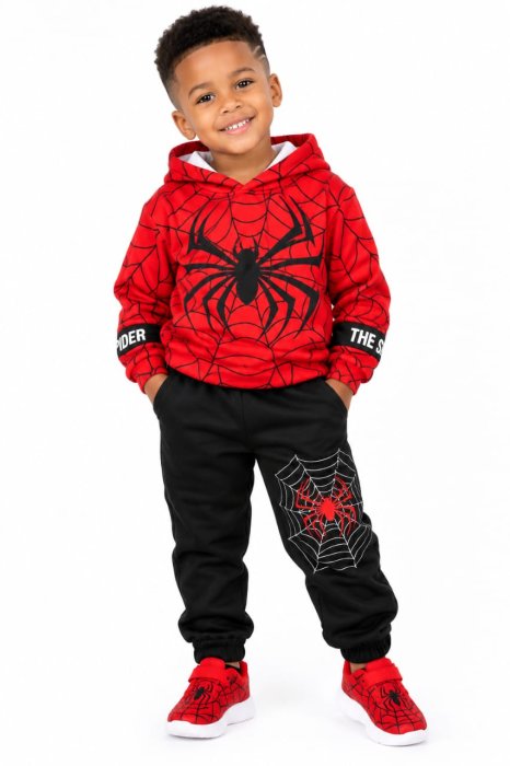 Children's Spider-Man Themed 2-Piece Hoodie and Jogger Tracksuit Set.