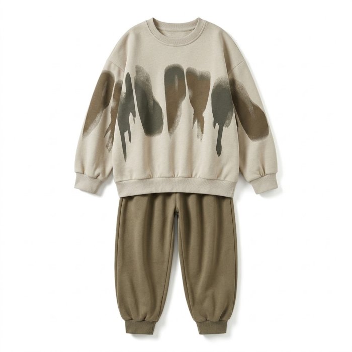 Kids' 2-Piece Paint-Drip Oversized Sweatshirt & Joggers Set.